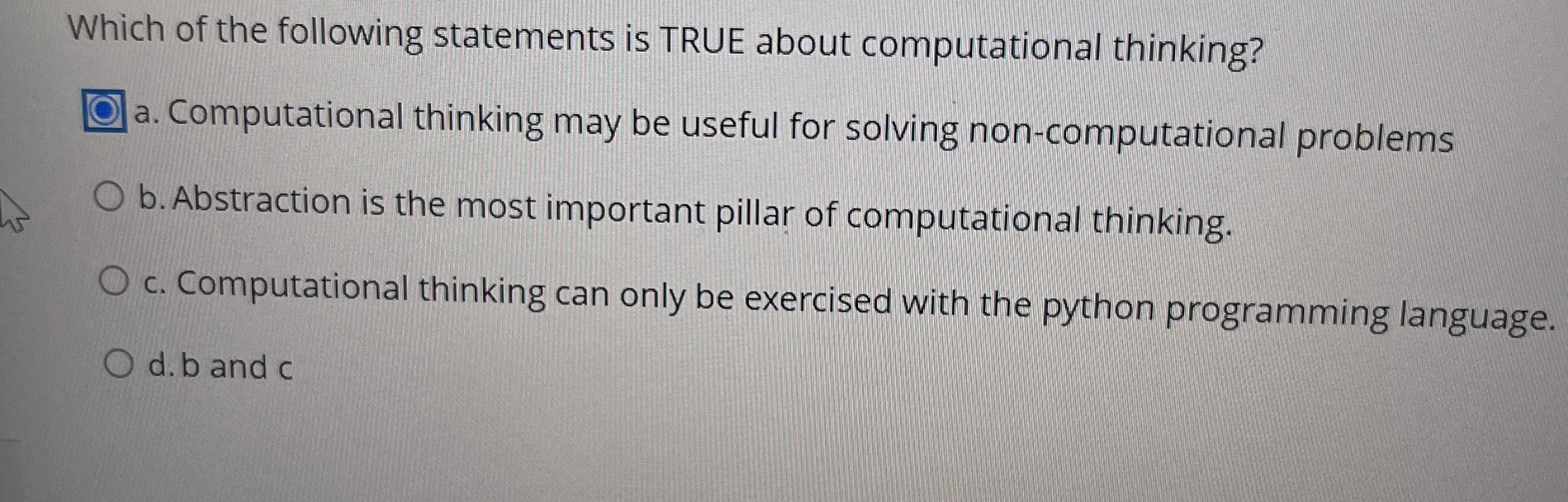 Which of the following statements is TRUE about