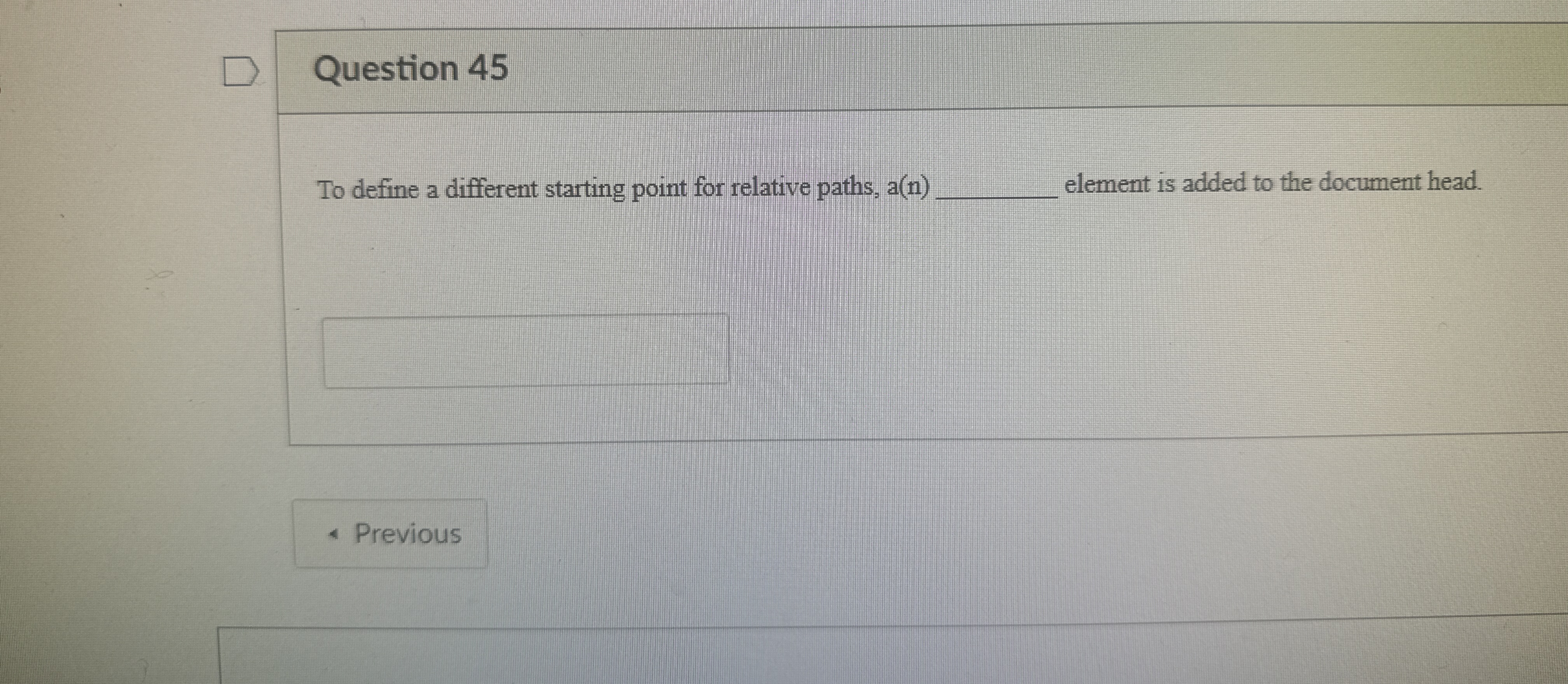 Question 4 5 To define a different starting point
