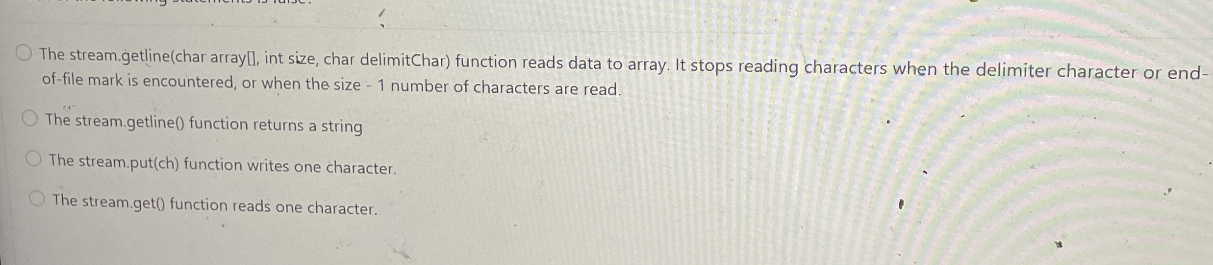 The stream.getline ( char array [ ] , int size,