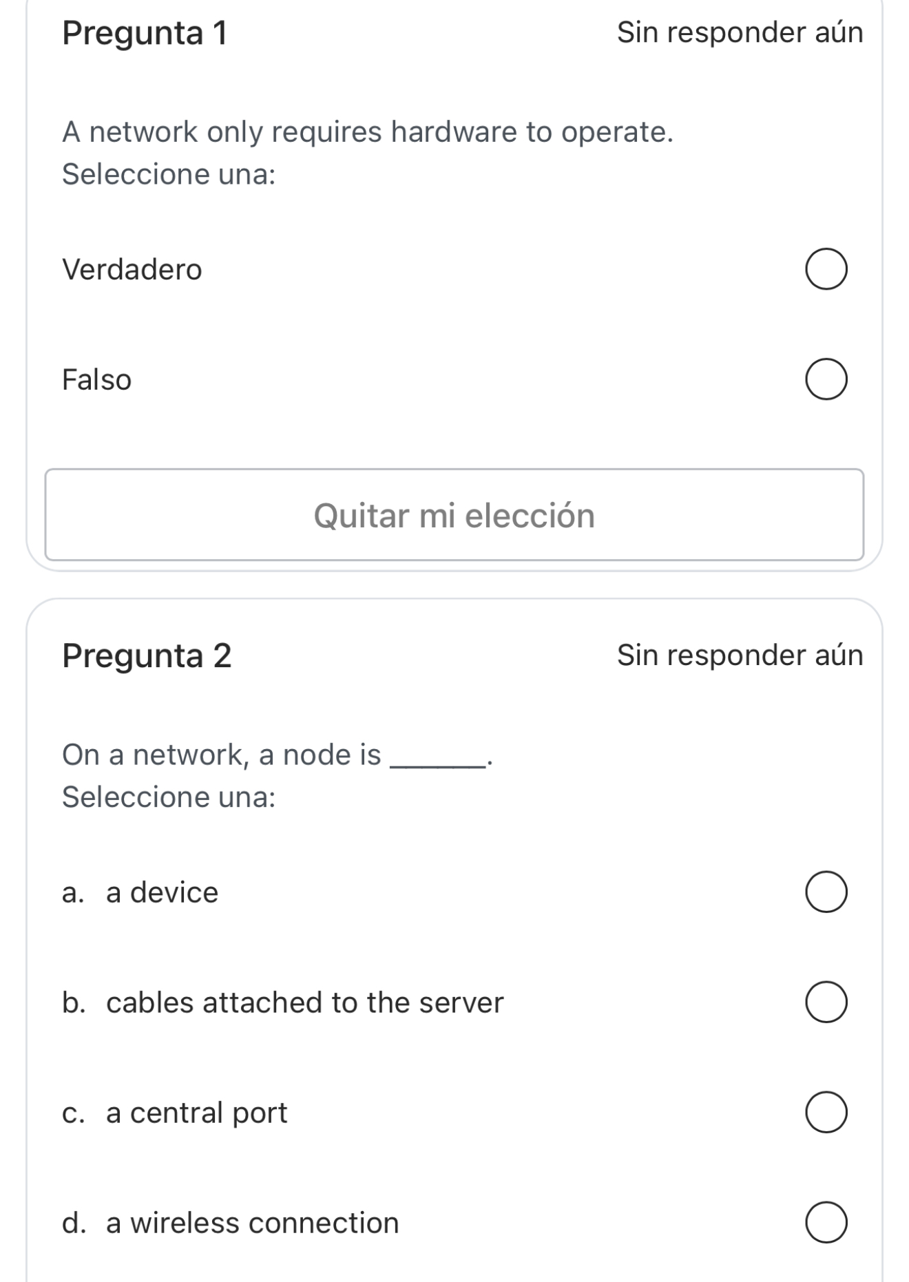 Pregunta 1 Sin responder a n A network only