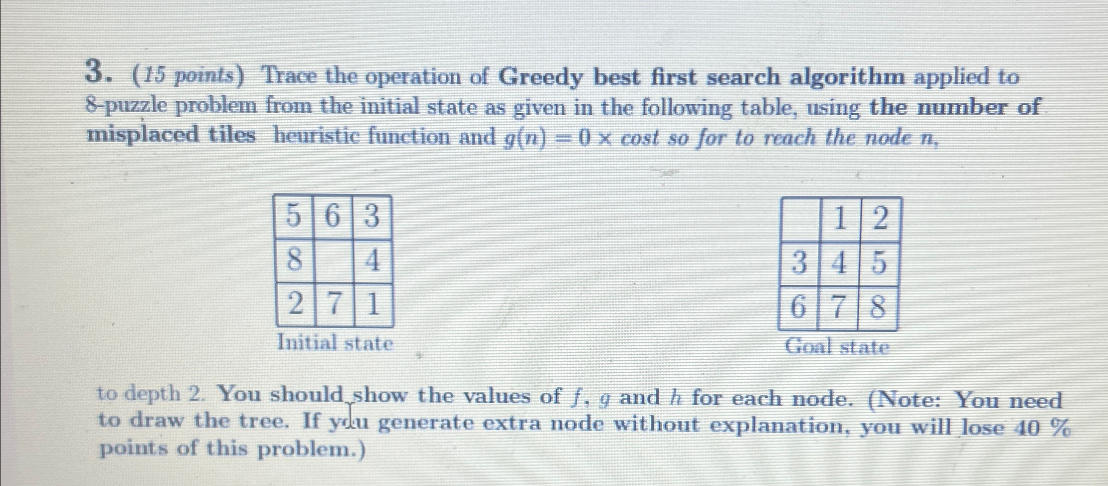 ( 1 5 points ) Trace the operation of Greedy best