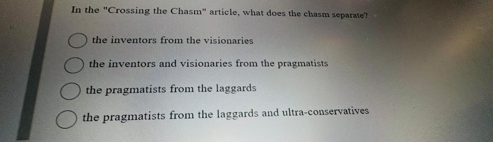 In the "Crossing the Chasm" article, what does