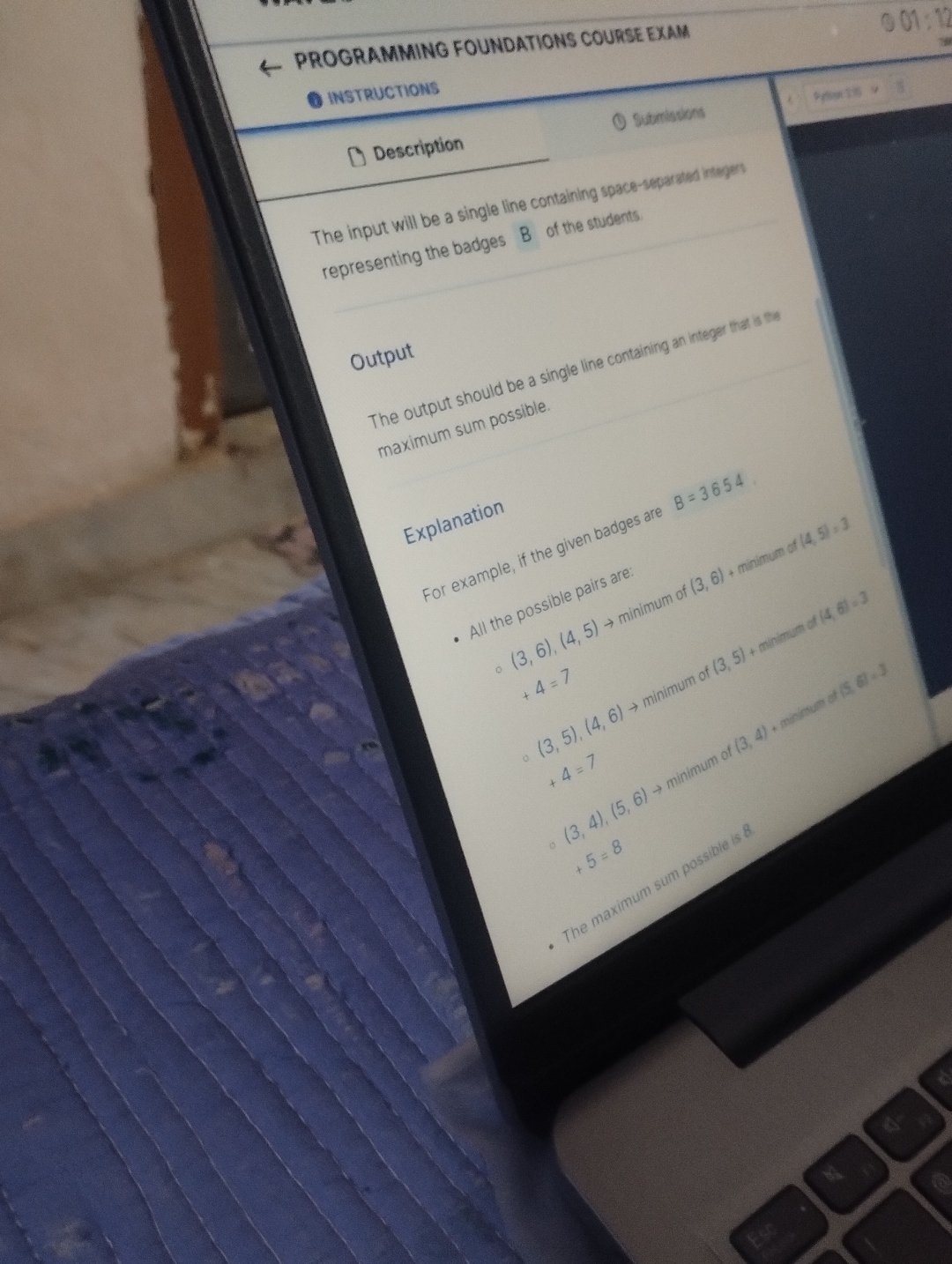 the input will be a single line containing space