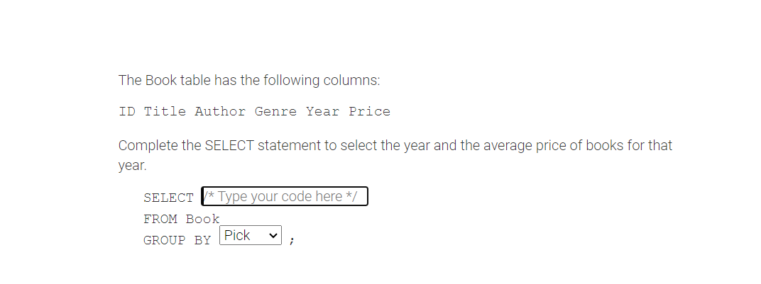 The Book table has the following columns: ID