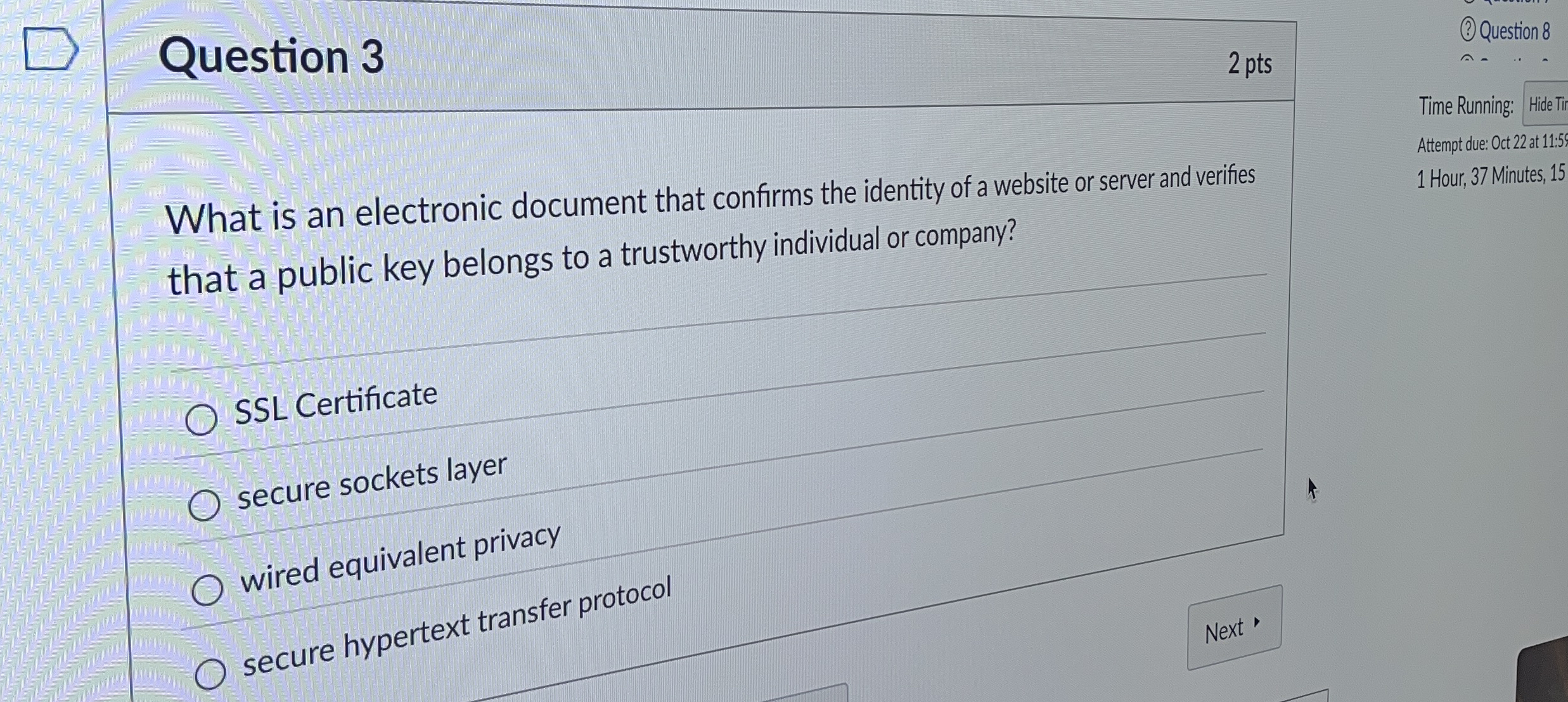 Question 3 2 pts What is an electronic document