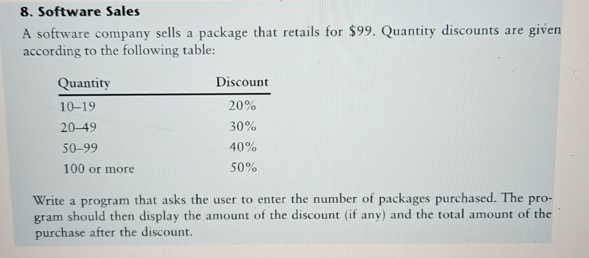 Most be in Java. Software Sales A software