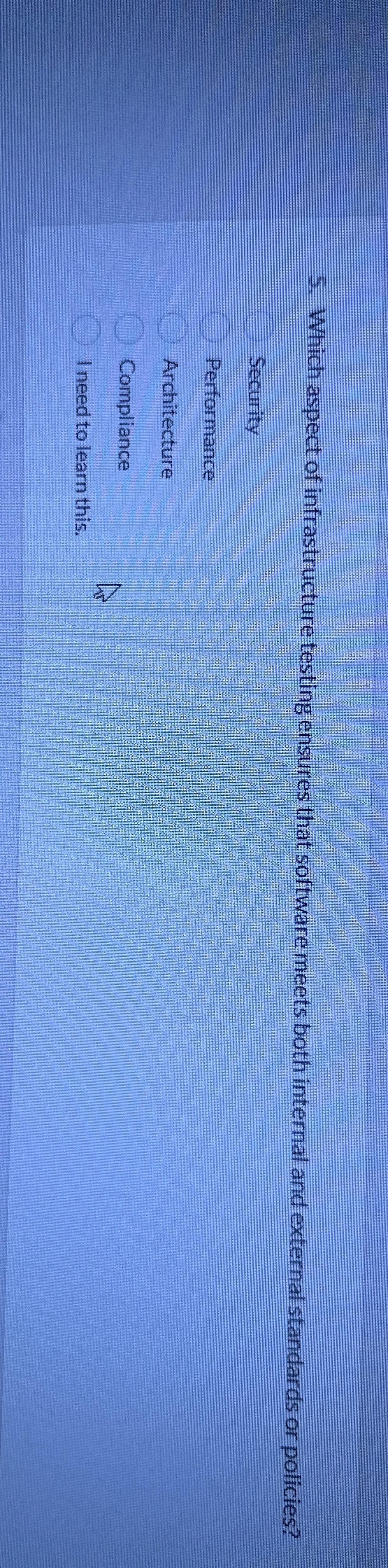 Which aspect of infrastructure testing ensures