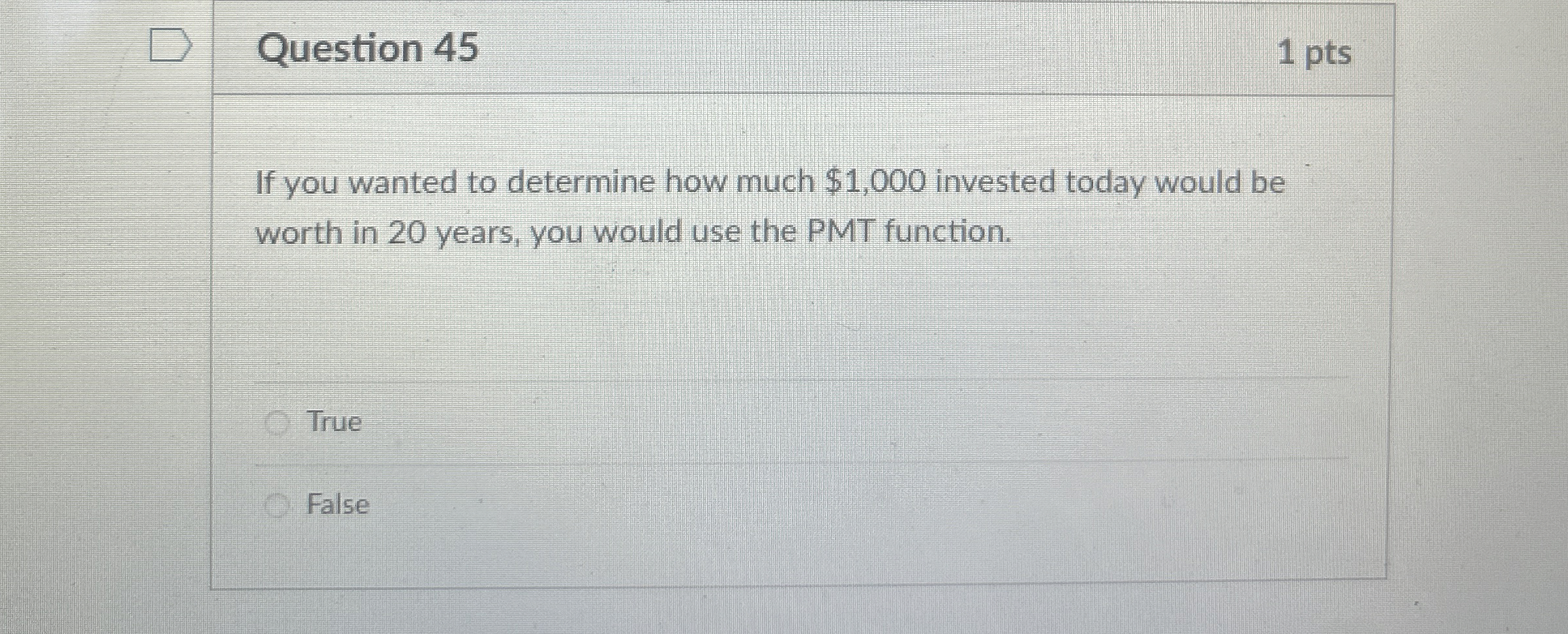 Question 4 5 1 pts If you wanted to determine how