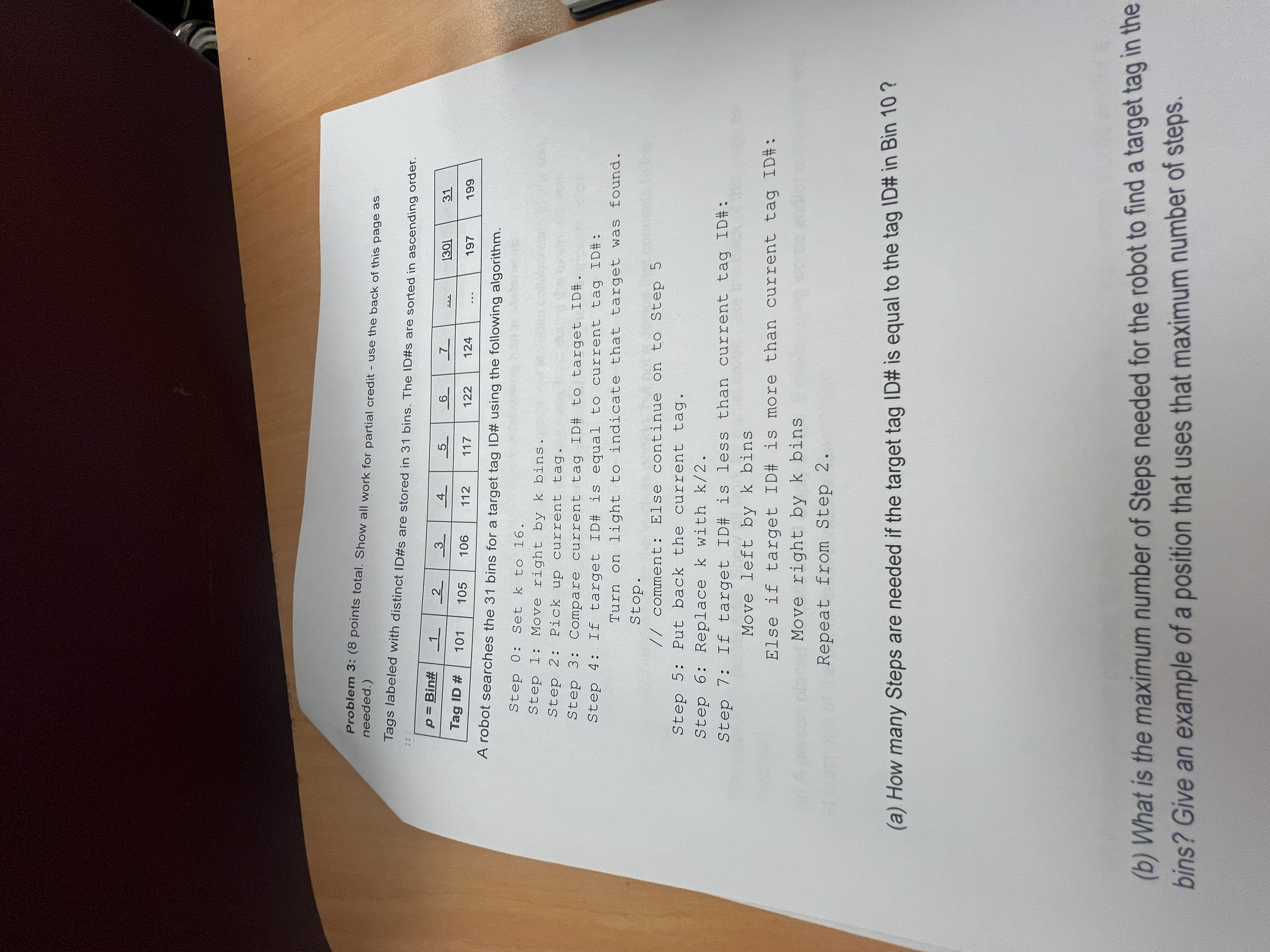 Problem 3 : ( 8 points total. Show all work for