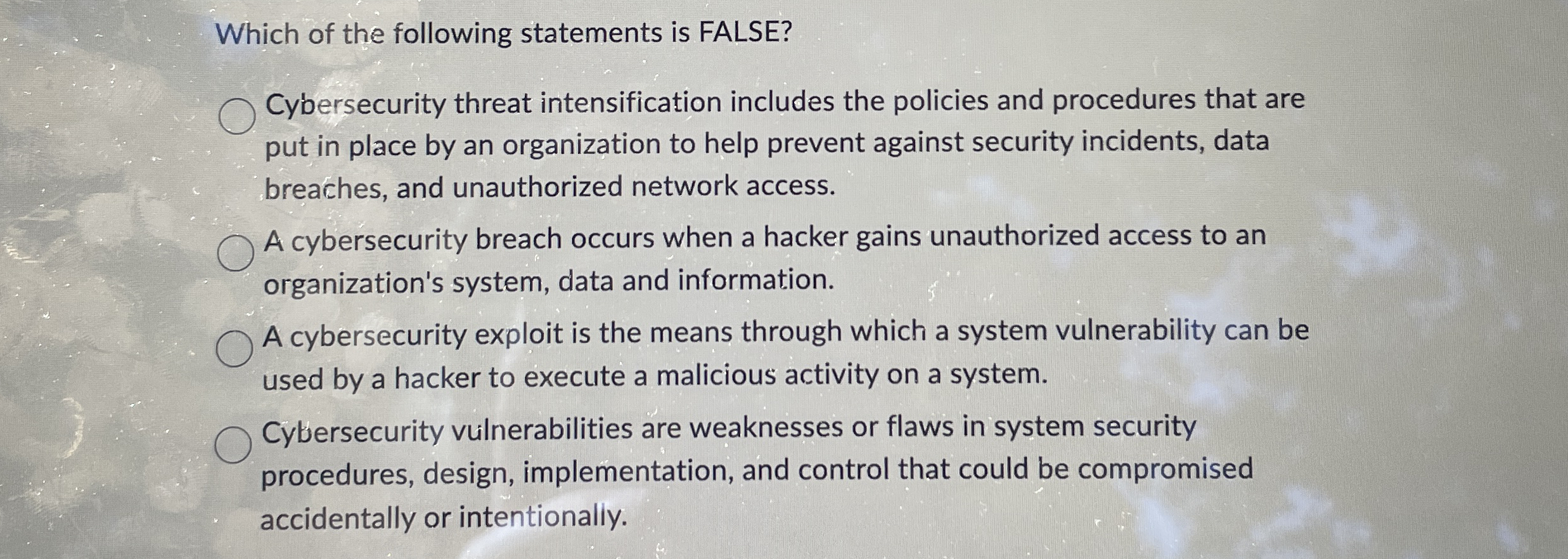 Which of the following statements is FALSE?