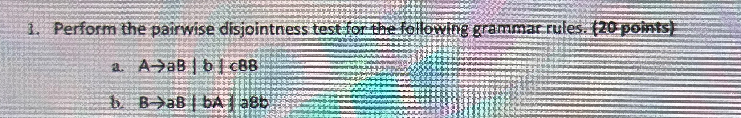 Perform the pairwise disjointness test for the