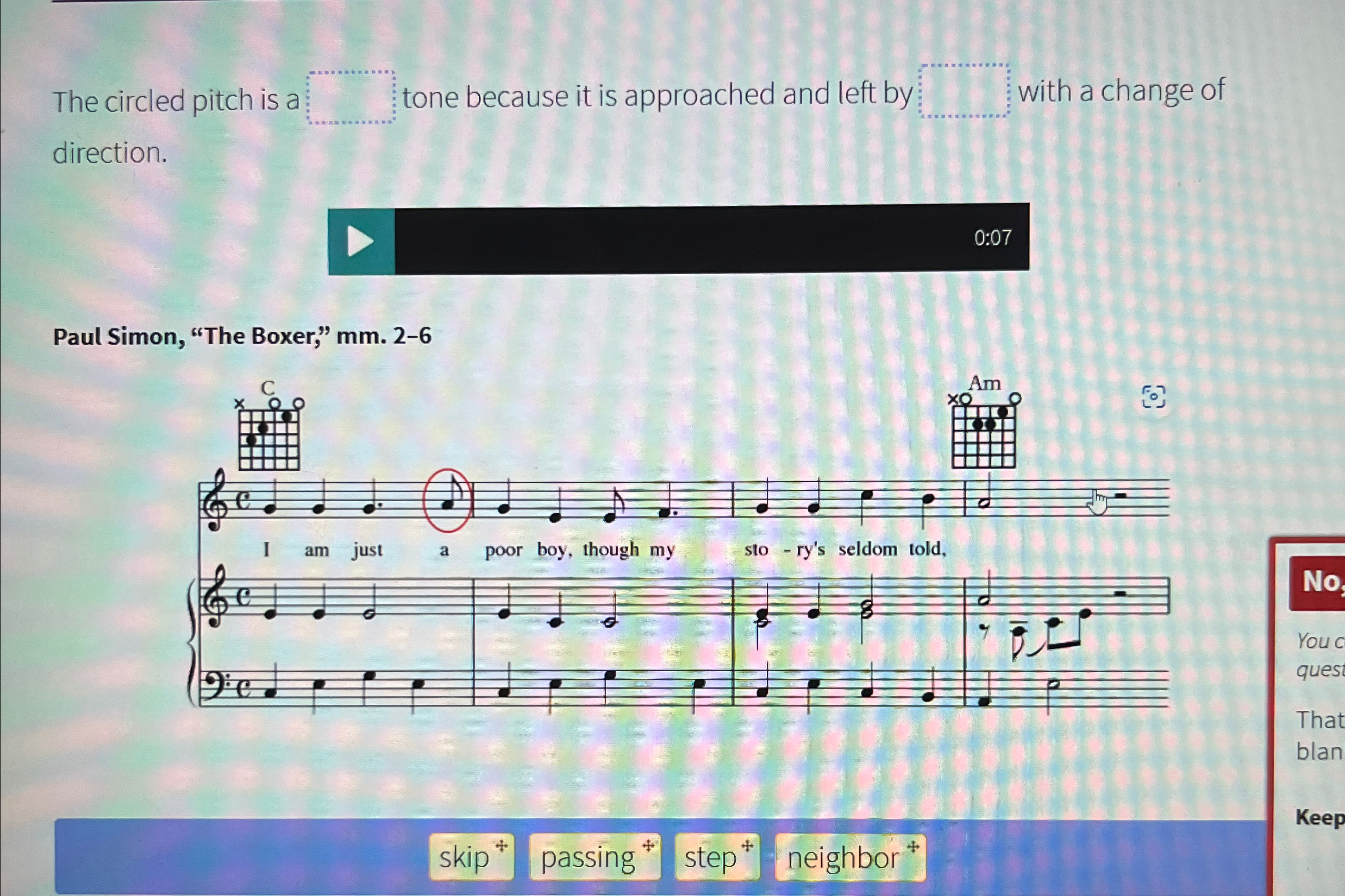 The circled pitch is a q , tone because it is