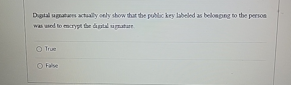 Digital signatures actually only show that the