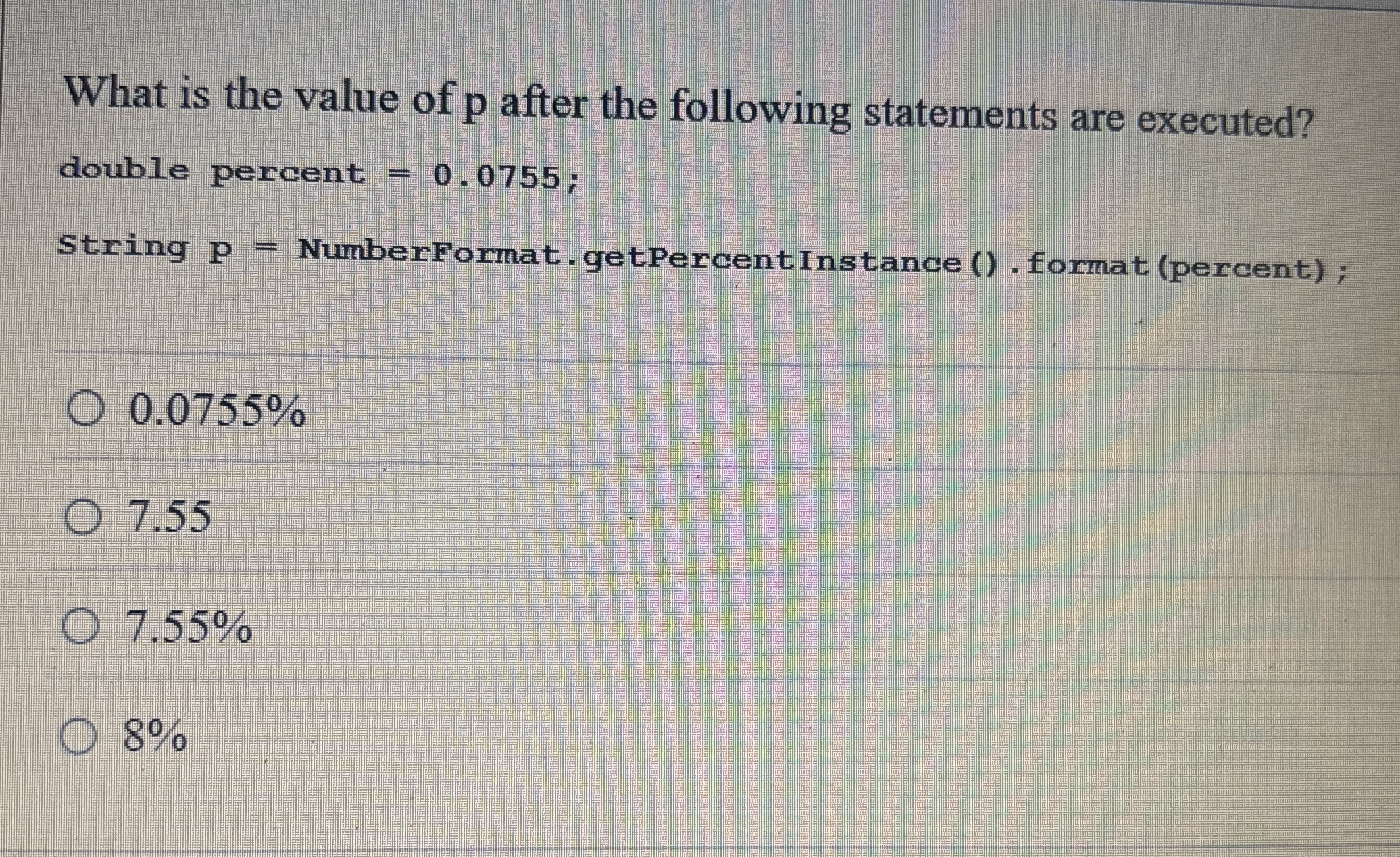 What is the value of p after the following