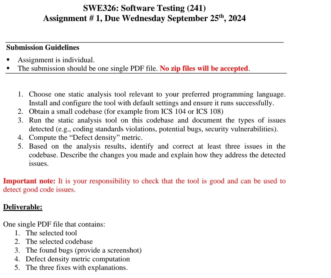 Assignment # 1 , Due Wednesday September 2 5 ? t