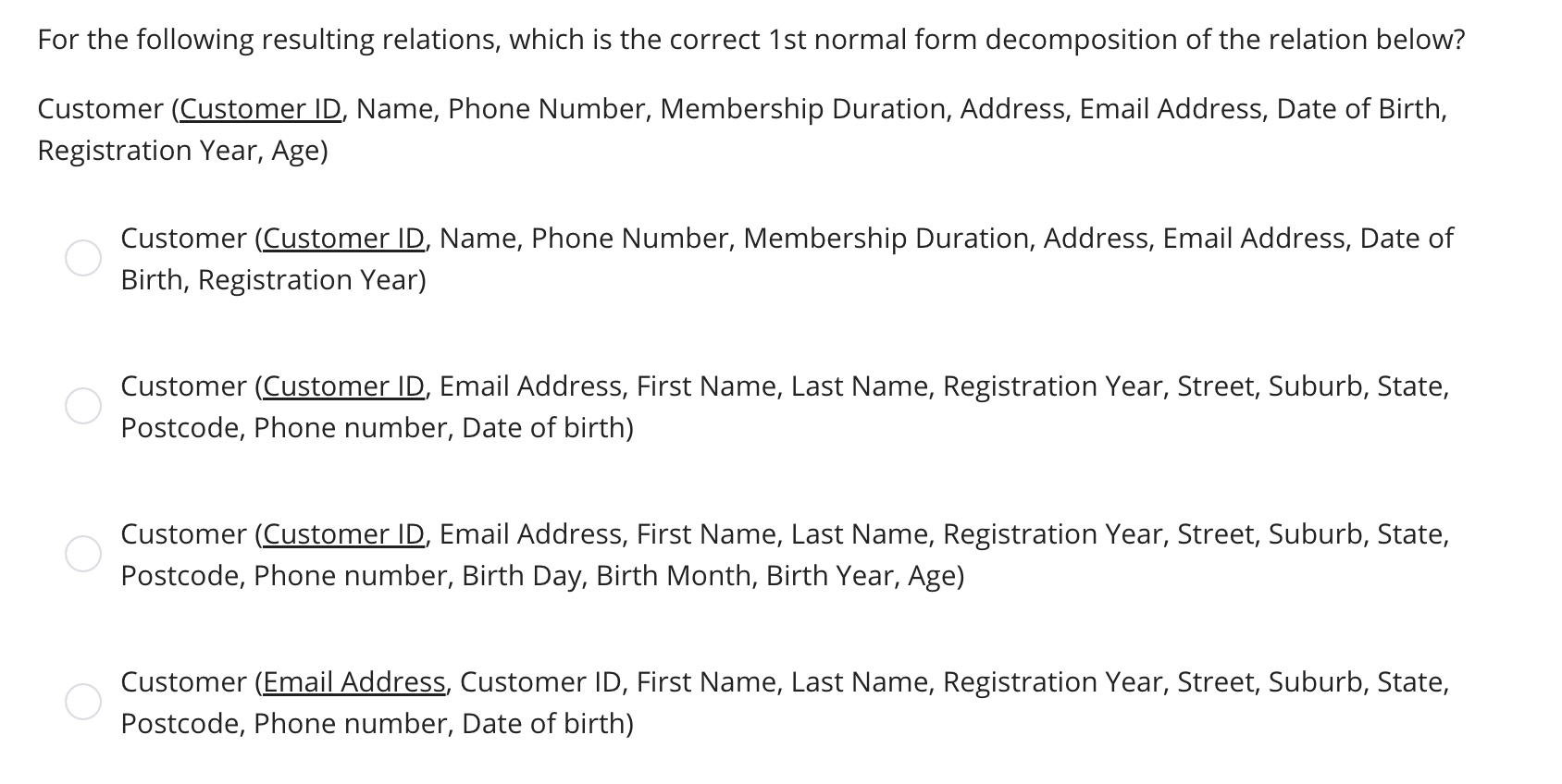 For the following resulting relations, which is