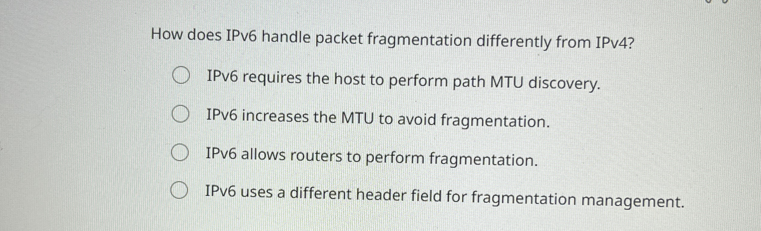 How does IPv 6 handle packet fragmentation