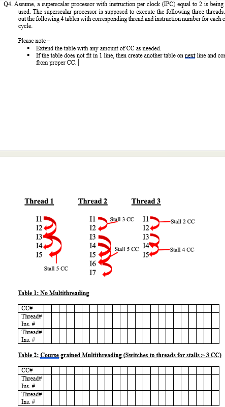 Q 4 . Assume, a superscalar processor with