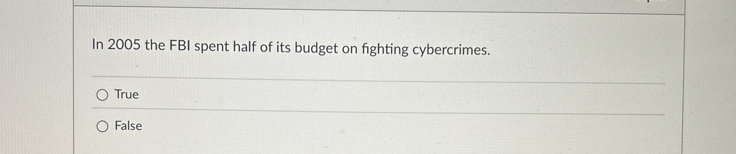 In 2 0 0 5 the FBI spent half of its budget on