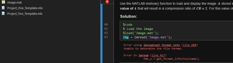 I have an error I cannot figure out with MATLABS