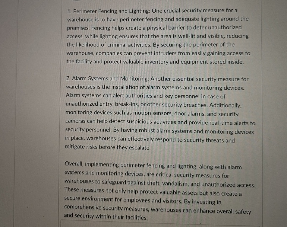 Perimeter Fencing and Lighting: One crucial