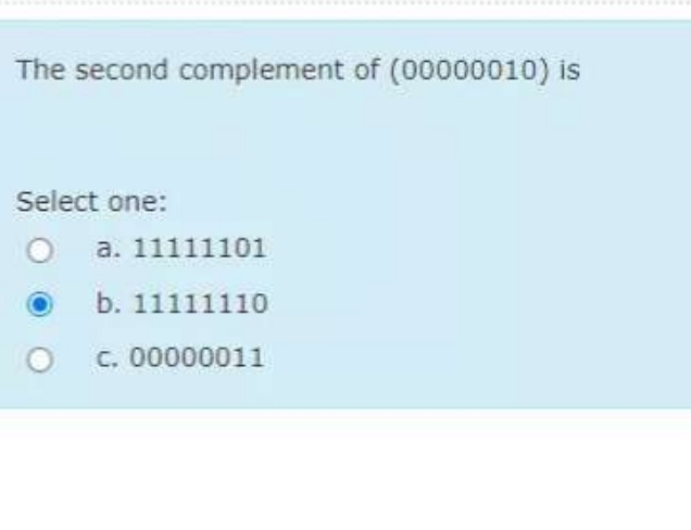 The second complement of ( 0 0 0 0 0 0 1 0 ) is