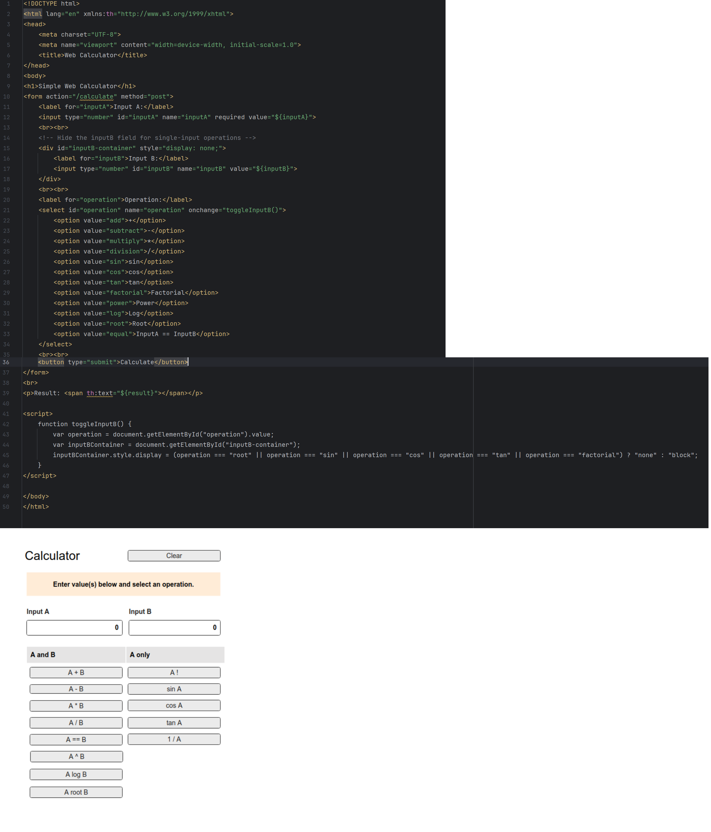 Need help asap I am making a webbase calculator
