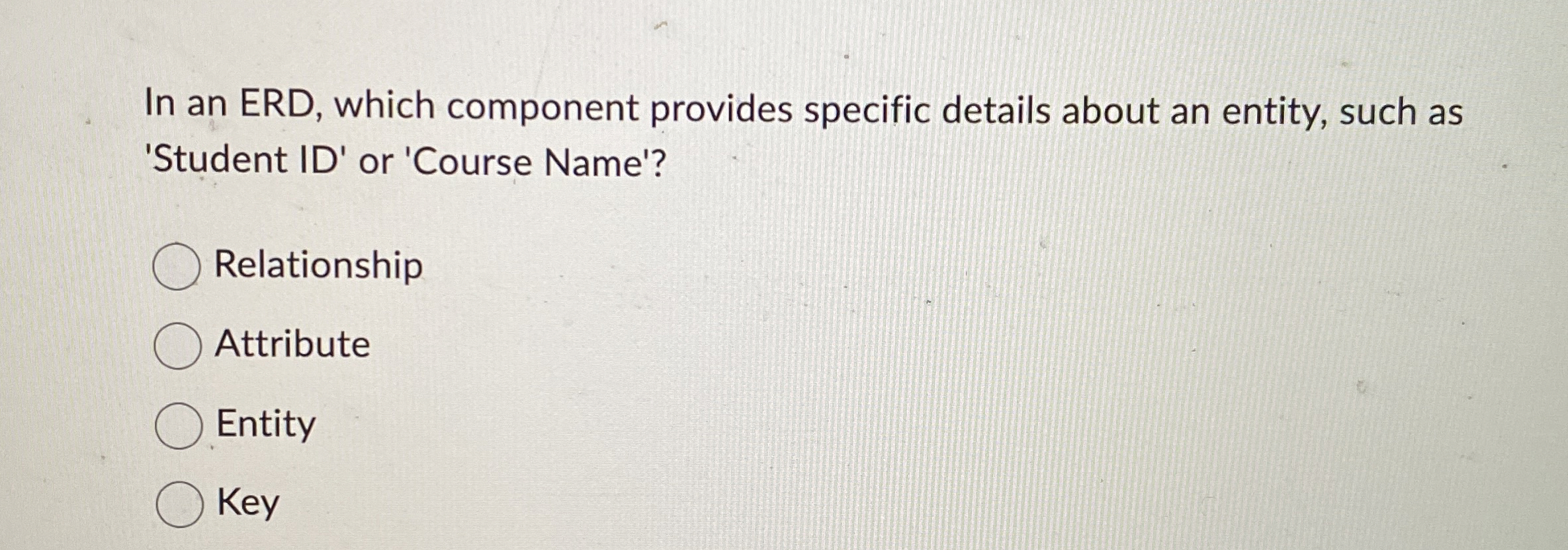 In an ERD, which component provides specific