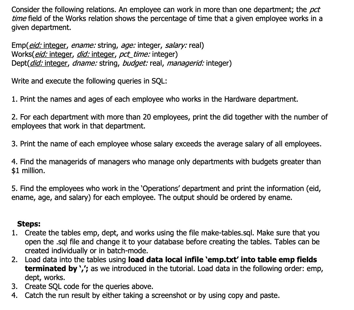 Consider the following relations. An employee can