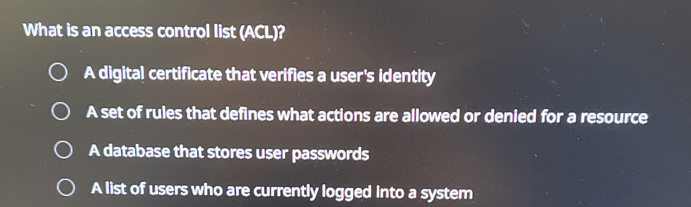 What is an access control list ( ACL ) ? A