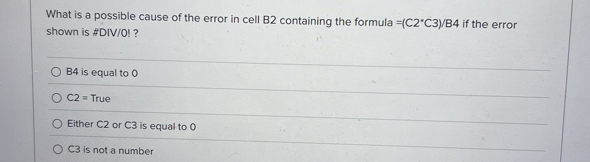 What is a possible cause of the error in cell B 2