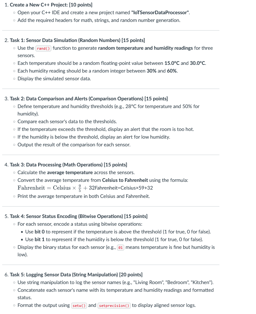 Create a New C + + Project: [ 1 0 points ] Open