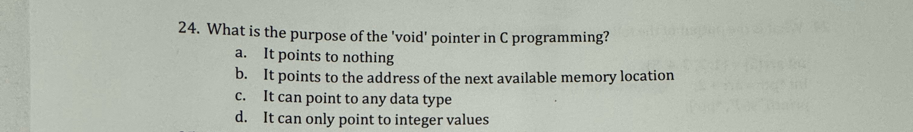 What is the purpose of the 'void' pointer in C