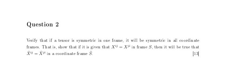Question 2 Verify that if a tensor is symmetric