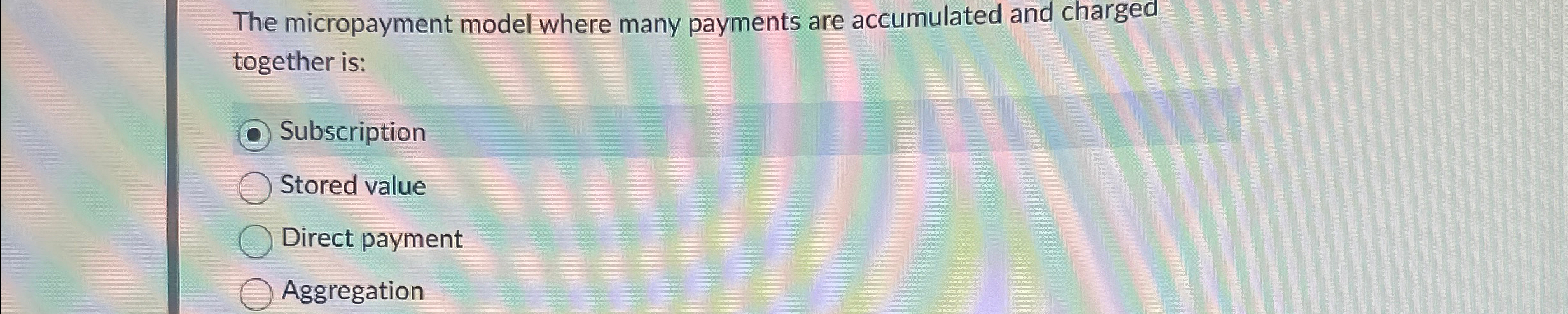 The micropayment model where many payments are