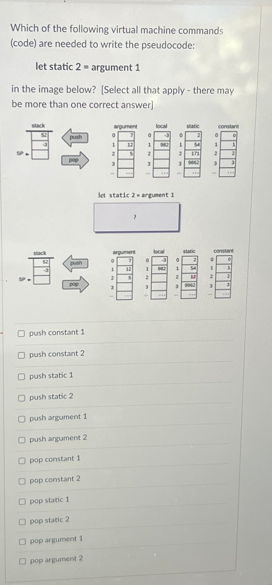 Which of the following virtual machine commands (