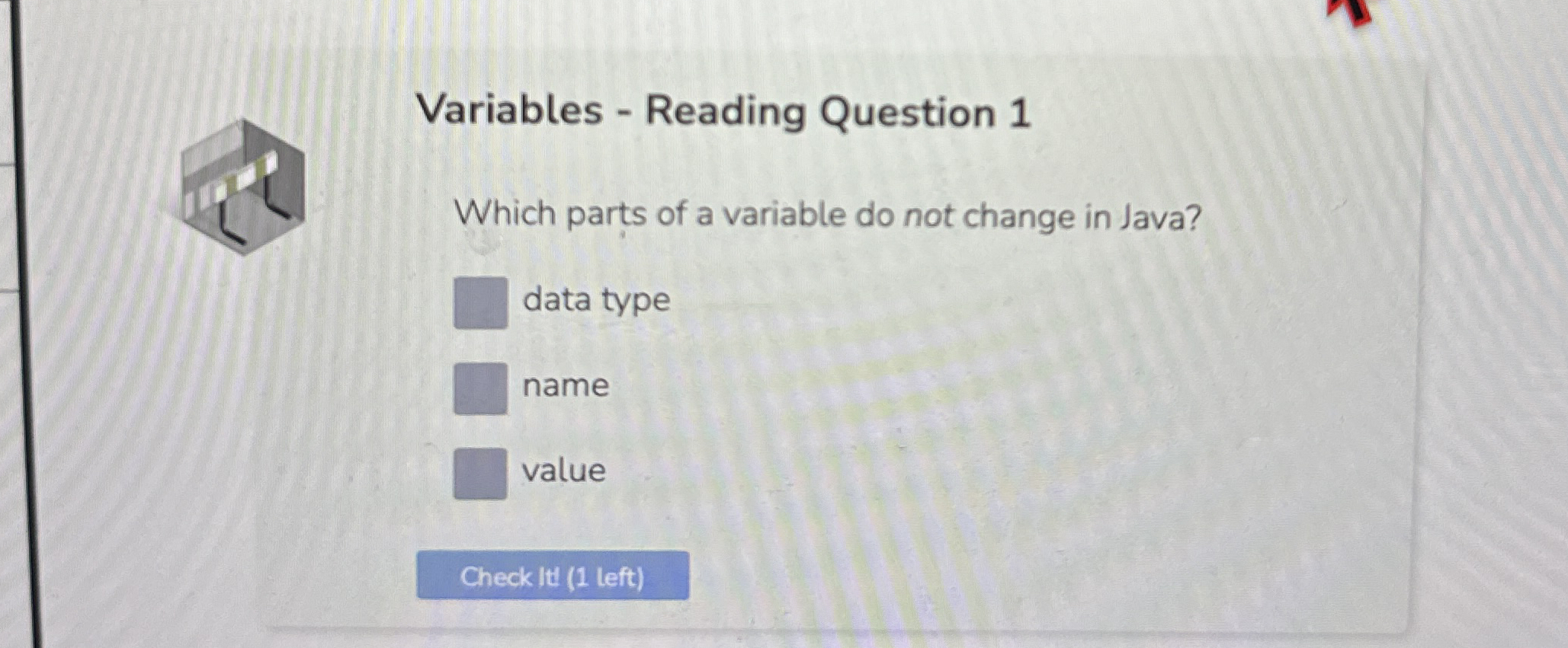 Variables - Reading Question 1 Which parts of a