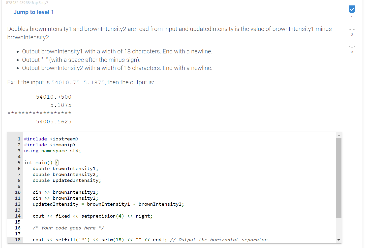 Jump to level 1 Doubles brownIntensity 1 and