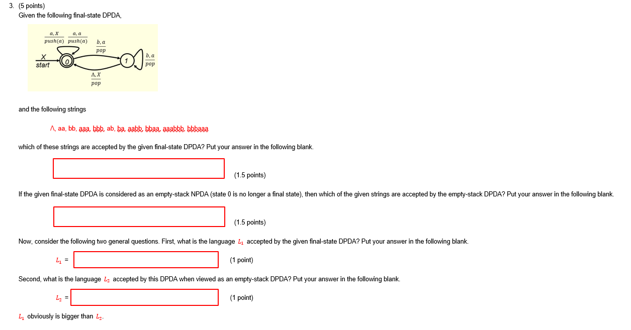 3 . ( 5 points ) Given the following final -