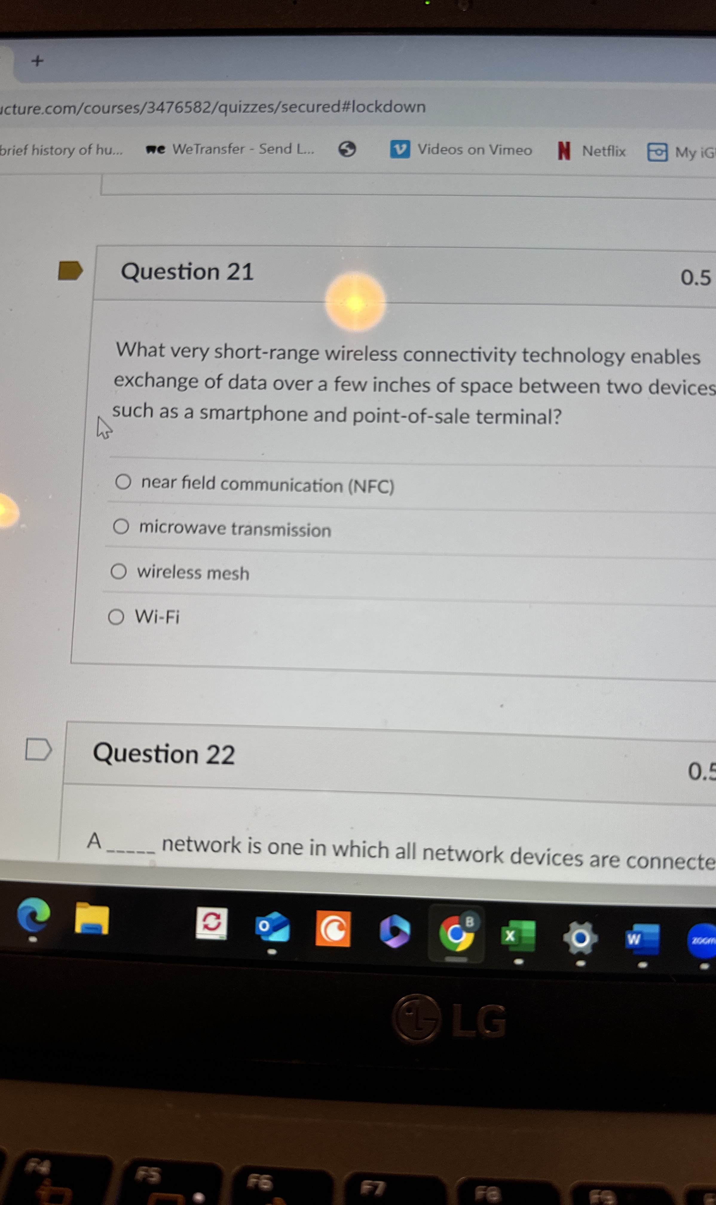 Question 2 1 What very short - range wireless