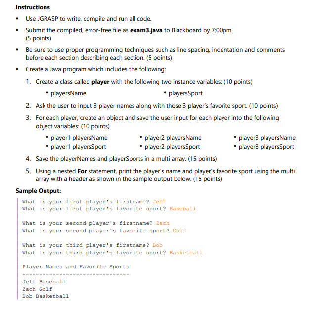 it should match the sample output