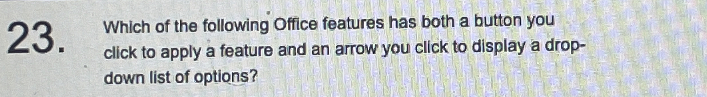Which of the following Office features has both a