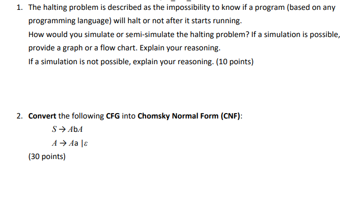 The halting problem is described as the