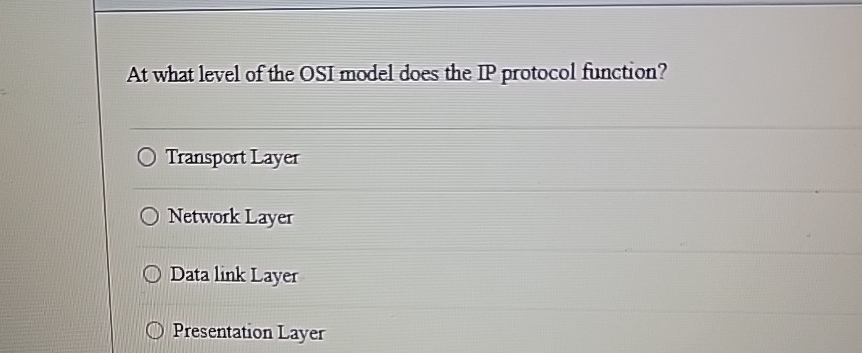 At what level of the OSI model does the IP