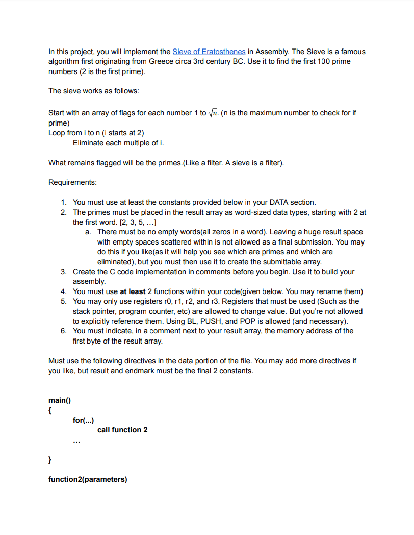 In this project, you will implement the Sieve of