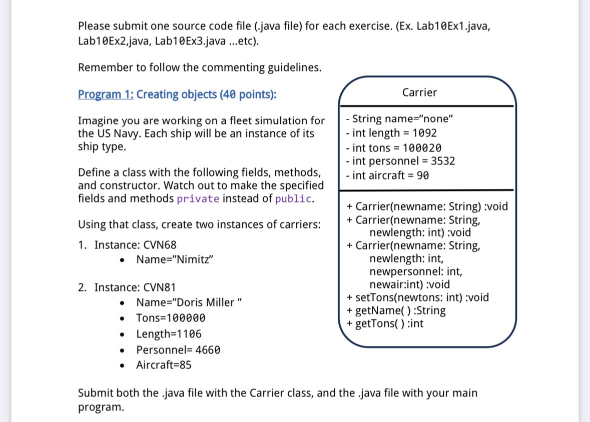 Please submit one source code file ( . java file