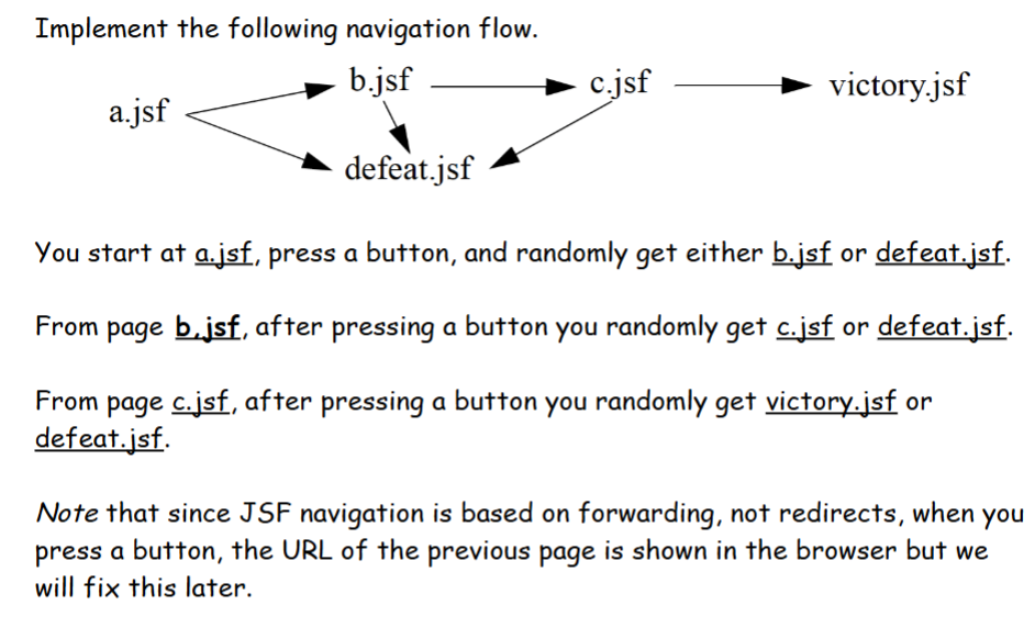 Implement the following navigation flow. You