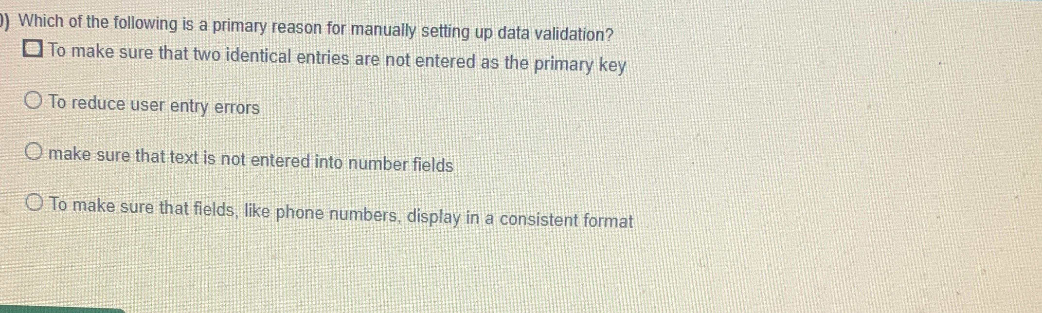 Which of the following is a primary reason for