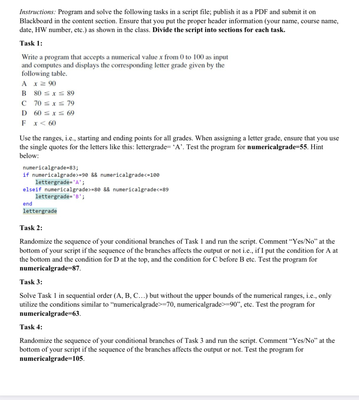Instructions: Program and solve the following