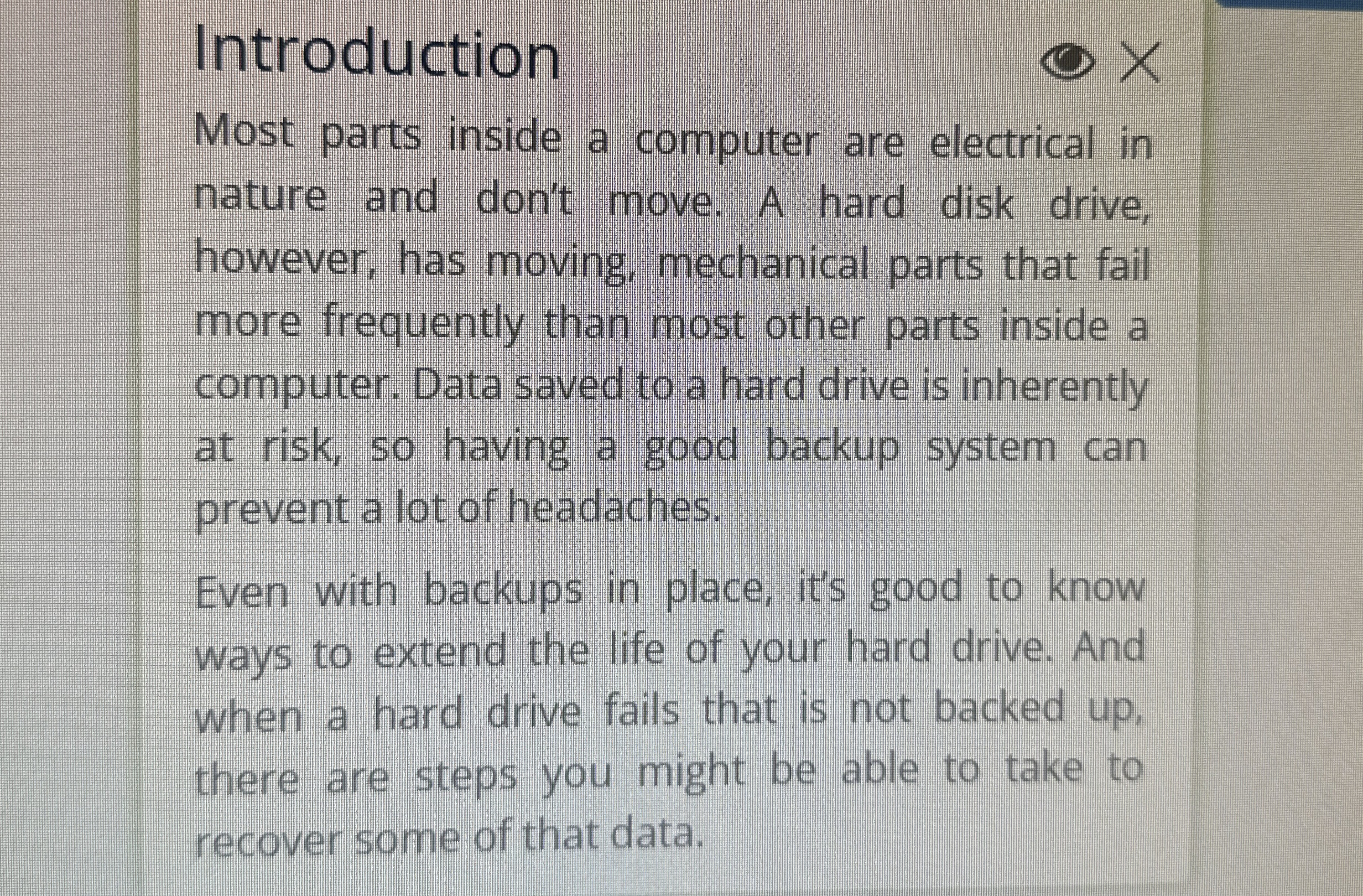 Introduction Most parts inside a computer are